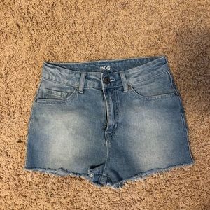 high waisted BDG light wash jean shorts